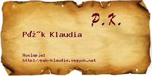 Pék Klaudia névjegykártya